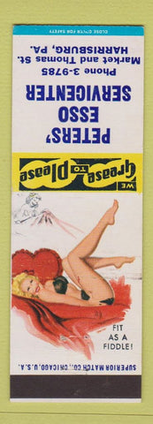 Matchbook Cover - Peters' Esso oil gas Harrisburg PA pinup