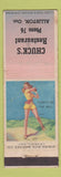 Matchbook Cover - Chuck's Restaurant Alliston ON pinup low phone # WEAR