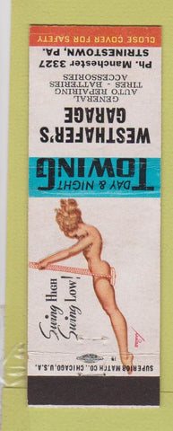 Matchbook Cover - Westhafer's Garage Strinestown PA pinup