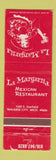 Matchbook Cover - La Margarita Mexican Restaurant Traverse City MI WEAR girlie