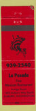 Matchbook Cover - La Posada Mexican Food Auburn WA girlie