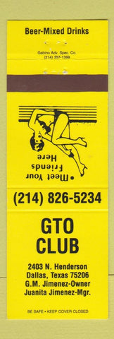 Matchbook Cover - GTO Club Dallas TX Girlie