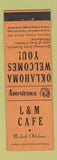 Matchbook Cover - L&M Cafe Newkirk OK Perkins Americana