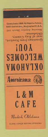 Matchbook Cover - L&M Cafe Newkirk OK Perkins Americana