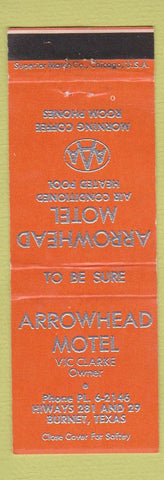 Matchbook Cover - Arrowhead Motel Burnet TX