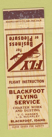 Matchbook Cover - Blackfoot Flying Service Blackfoot ID WEAR