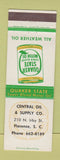 Matchbook Cover - Quaker State oil gas Florence SC