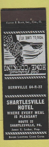 Matchbook Cover - Shartlesville Hotel PA