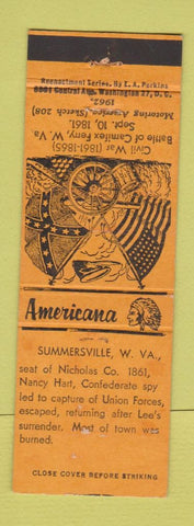 Matchbook Cover - Summersville WV Perkins Americana WEAR