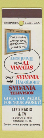 Matchbook Cover - Sylvania TV Lee's Radio Pittsfield NH