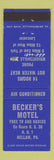 Matchbook Cover - Becker's Motel Hellam PA
