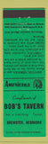 Matchbook Cover - Bob's Tavern Brewster NE Perkins Americana GREEN