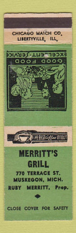 Matchbook Cover - Merritt's Grill Muskegon MI GREEN
