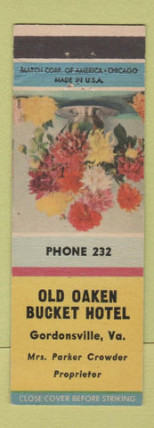 Matchbook Cover - Old Oaken Bucket Hotel Gordonsville VA low phone #