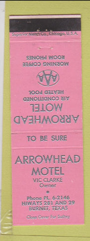 Matchbook Cover - Arrowhead Motel Burnet TX PINK