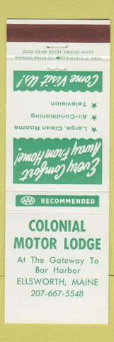Matchbook Cover - Colonial Motor Lodge Ellsworth ME