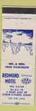 Matchbook Cover - Redmond Motel Coeur D Alene ID girlie