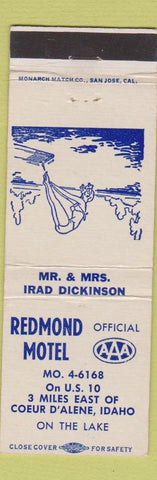 Matchbook Cover - Redmond Motel Coeur D Alene ID girlie