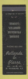 Matchbook Cover - Rollande & Pierre French Restaurant ST Petersburg FL WORN