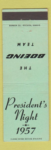 Matchbook Cover - President's Night 1957 Boeing