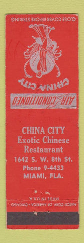 Matchbook Cover - China City Chinese Miami FL girlie