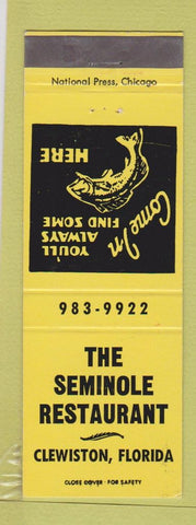 Matchbook Cover - Seminole Restaurant Clewiston FL