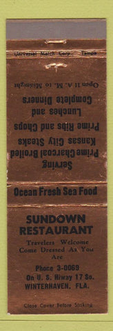 Matchbook Cover - Sundown Restaurant Winterhaven FL