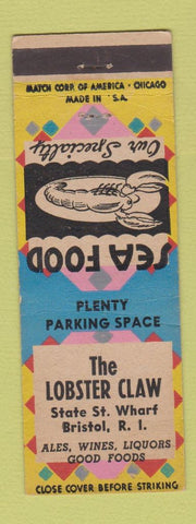 Matchbook Cover - The Lobster Claw Bristol RI
