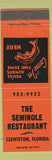 Matchbook Cover - Seminole Restaurant Clewiston FL