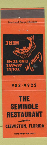 Matchbook Cover - Seminole Restaurant Clewiston FL