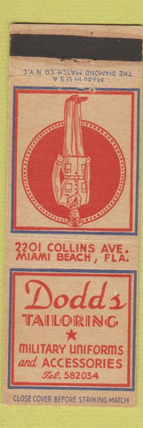 Matchbook Cover - Dodd's Tailoring Military Uniforms Miami Beach FL