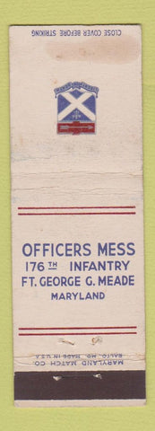 Matchbook Cover - Officers Mess 176th Infantry Fort George Meade MD WORN