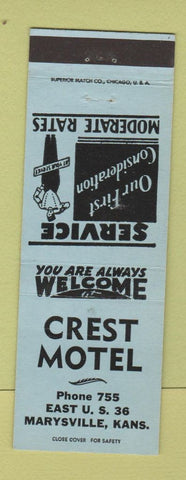 Matchbook Cover - Crest Motel Marysville KS