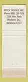 Matchbook Cover - Mack Trucks Semis Oklahoma City OK POOR STRIKER