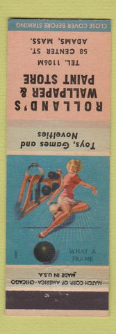 Matchbook Cover - Rolland's Wallpaper Paint Adams MA pinup toys