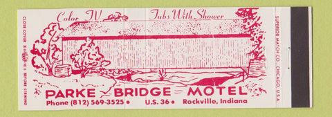 Matchbook Cover - Parke Bridge Motel Rockville IN Full Length