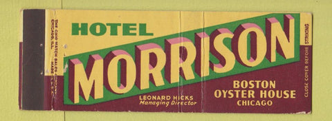 Matchbook Cover - Hotel Morrison Chicago IL Full Length