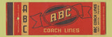 Matchbook Cover - ABC Coach Lines Bus Fort Wayne IN Full Length