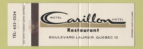 Matchbook Cover - Motel Carillon Hotel Laurier QC Full Length