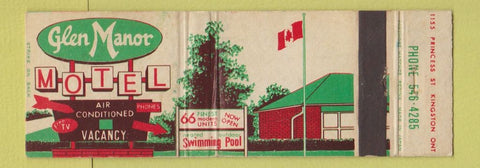 Matchbook Cover - Glen Manor Motel Kingston ON WEAR Full Length