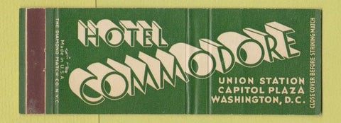 Matchbook Cover - Hotel Commodore Washington DC Full Length