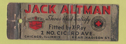 Matchbook Cover - Jack Altman Florsheim Shoes Red Cross Chicago IL WORN