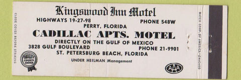 Matchbook Cover - Cadillac Apartments Motel St Petersburg Beach FL WEAR