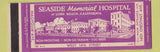 Matchbook Cover - Seaside Memorial Hospital Long Beach CA PURPLE  Full Length