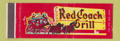Matchbook Cover - Red Coach Grill Boston Saugus Wayland MA CT NY FL
