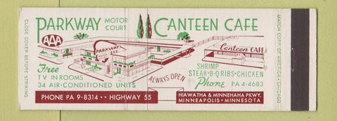 Matchbook Cover - Parkway Motor Court Canteen Cafe Minneapolis MN