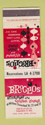 Matchbook Cover - Broglio's Restaurant Independence OH