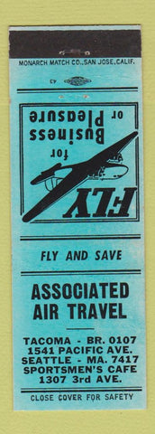 Matchbook Cover - Associated Air Travel Tacoma Seattle WA