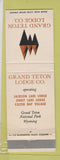 Matchbook Cover - Grand Teton Lodge Wyoming WY