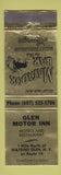 Matchbook Cover - Glen Motor Inn Watkins Glen NY WORN